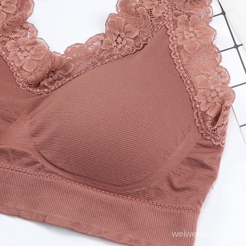 1181-2-12 Women Seamless Lace Wide Shoulder Wrap Chestless Underwire Thread Beautiful Back Bra