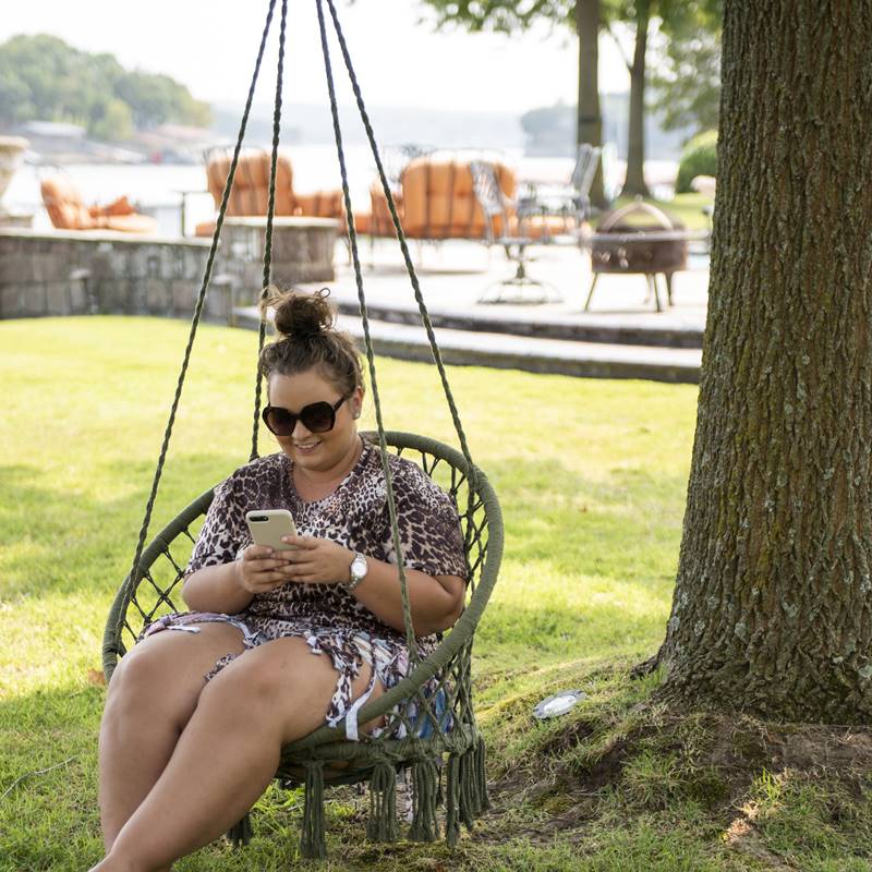 Xích đu dây đan Macrame swing cotton kinh bắc chưa bao gồm cần treo