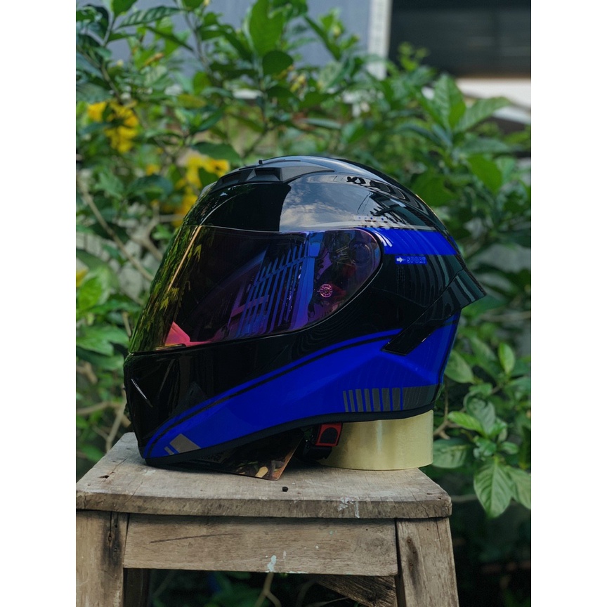 Mũ bảo hiểm Fullface 2 kính M266 tem V4 xanh biển