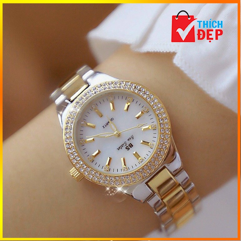 ♥️FreeShip♥️ Đồng Hồ Nữ BS BEE SISTER 1258 Dây Kim Loại Viền Đính Đá Sang Trọng💥TẶNG PIN ĐI KÈM💥 | BigBuy360 - bigbuy360.vn