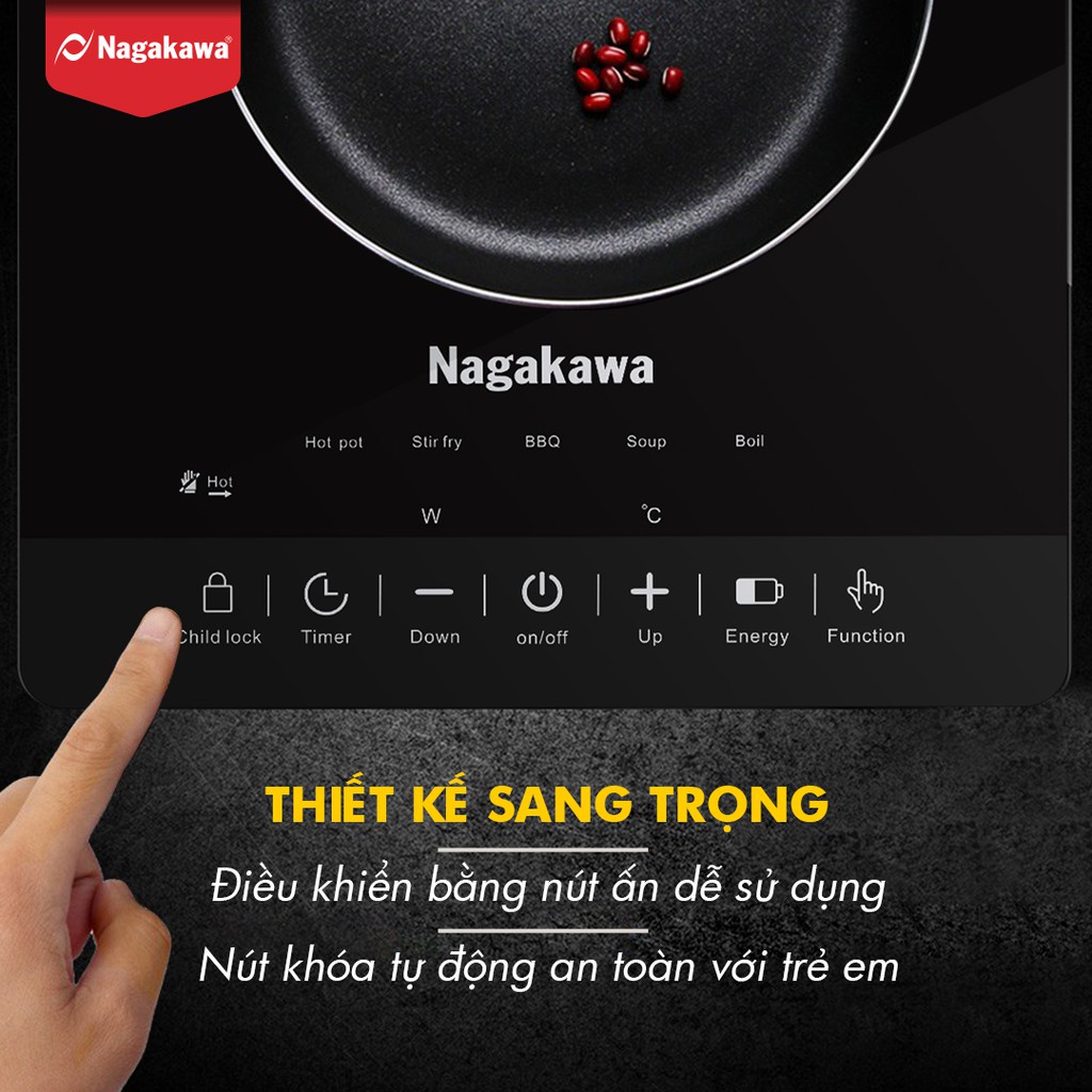 Bếp hồng ngoại Nagakawa NAG0707, Dùng cho mọi loại nồi, Công suất lớn, Bỏa hành 12 thángCao cấp
