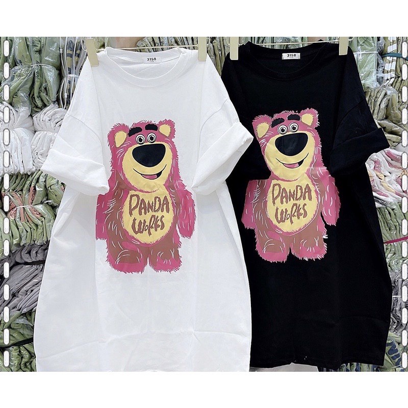 Áo thun form rộng tay lỡ áo phông 3158 chất cotton in hình báo hồng xinh xắn