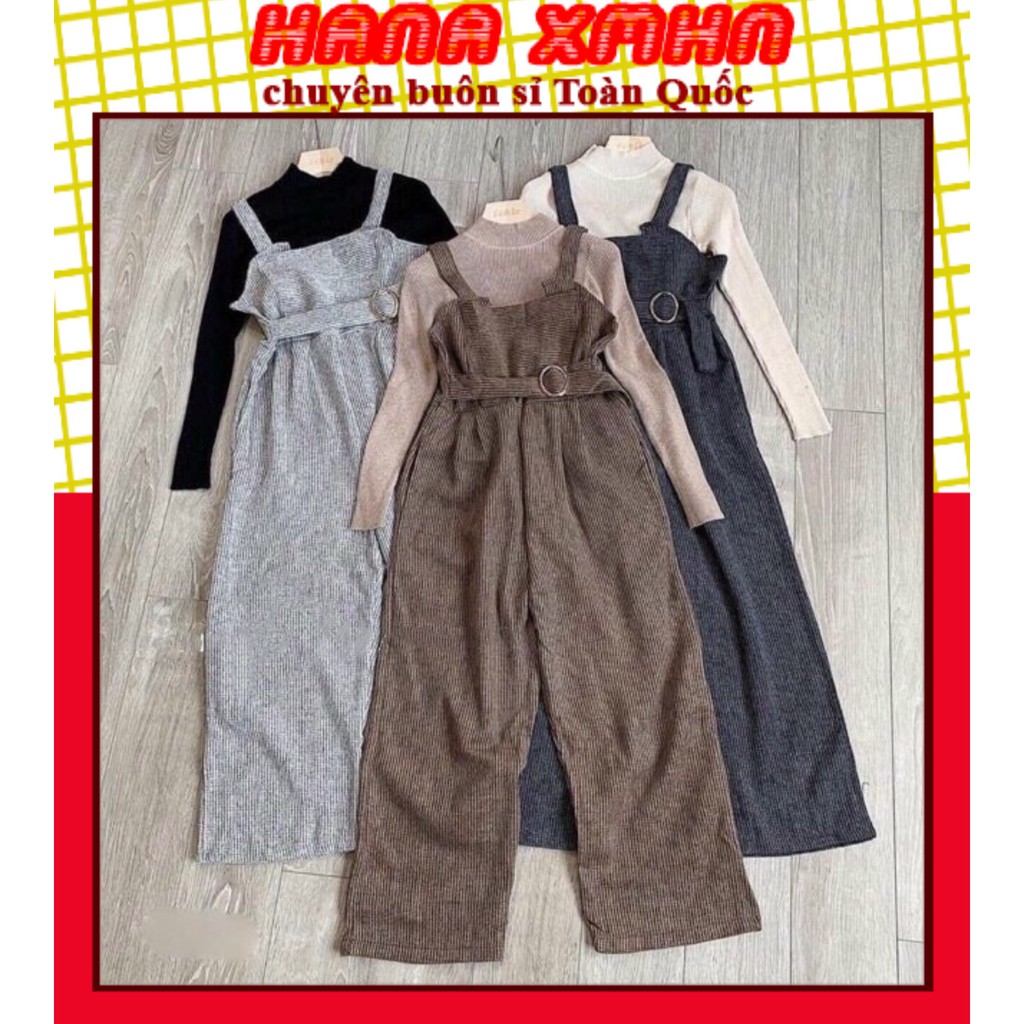 [BÁN SỈ ĐỦ 3 MÀU 2sz M L] Set Trang Phục Nữ ❤ Sét Yếm Dạ + Áo Len 3 Phân Hàng Quảng Châu loại 1 (kèm ảnh thật,video)