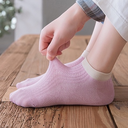 Tất Nữ Cổ Ngắn Hàn Quốc Họa Len Gân Vintage Cá Tính