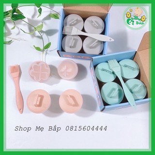 Khuôn hấp trứng , làm bánh cho bé ( bộ 4 khuôn tặng kèm chổi silicon quét dầu ) , Shop Mẹ Bắp