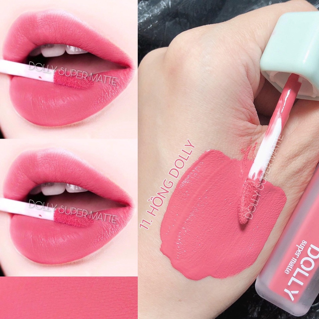 Son kem lì  Dolly super matte, son kem lì không chì bền màu lâu trôi MUA 2 THỎI TẶNG 1 DƯỠNG MÔI