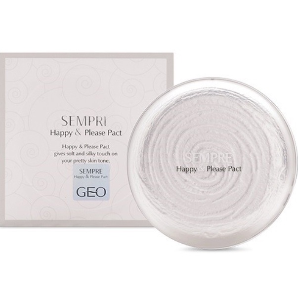 phấn nền Sempre Happy &amp; Please Pact Geo nâng tone kiềm dầu che khuyết điểm chống nước chống nắng SPF 20 chống bết dính