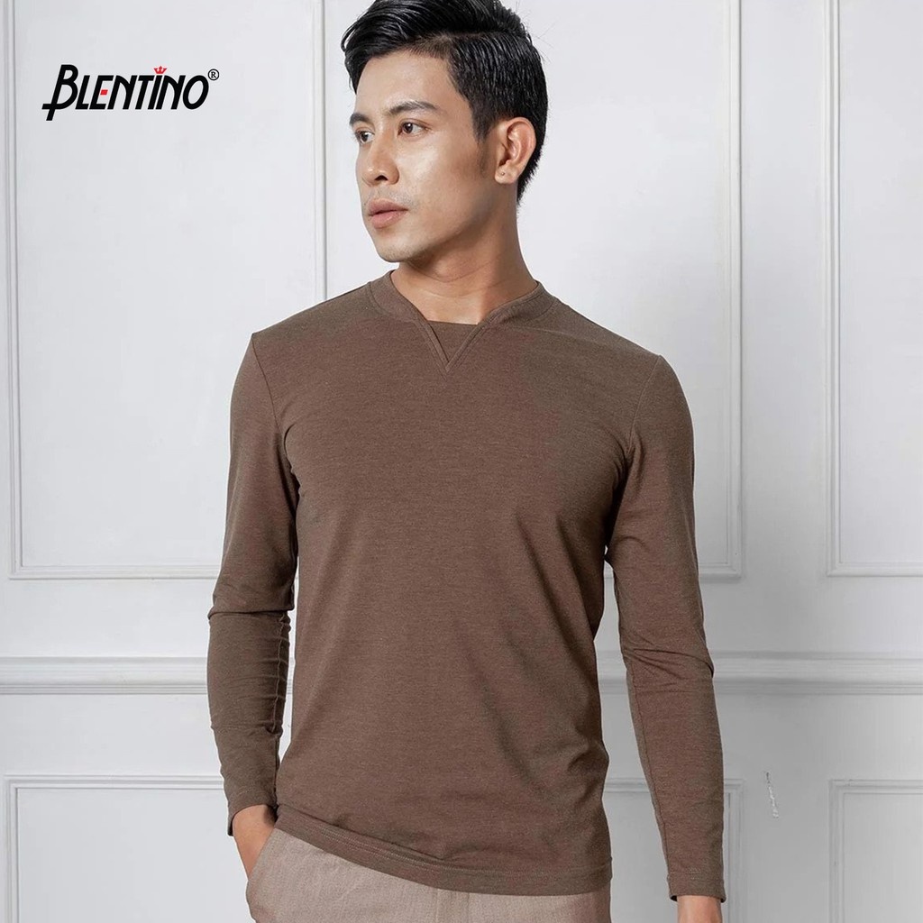 Áo Thun Nam Thu Đông Dài Tay Cổ Tim BlenTino Tay Dài Chất Liệu Cotton Co Giãn, Bền Màu (BTSTD-05)