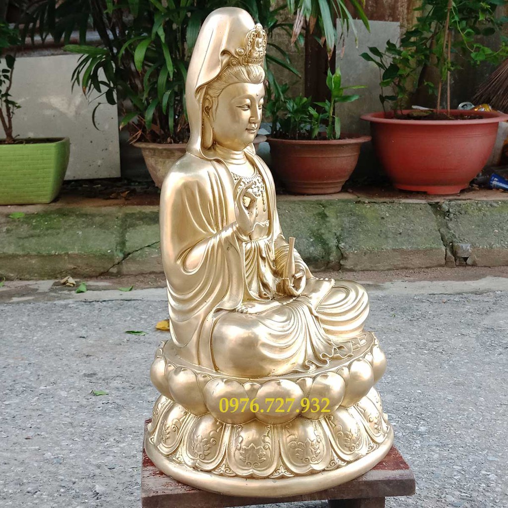 Tượng phật bà quan âm bồ tát cao 47cm bằng đồng, mẫu tượng phật quan âm, bán tượng quan âm