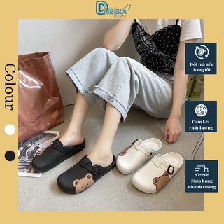 Dép sục nhựa gấu khoá ngang cute - dép sục rọ nữ khuy cài gấu xinh chống nước đi mưa thoải mái - dabeka - d009