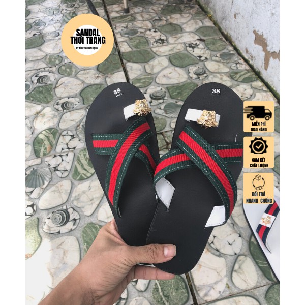 Combo dép sandal cặp đôi nam nữ thời trang giá rẻ quai chéo đỏ xanh [ẢNH THẬT 100%]