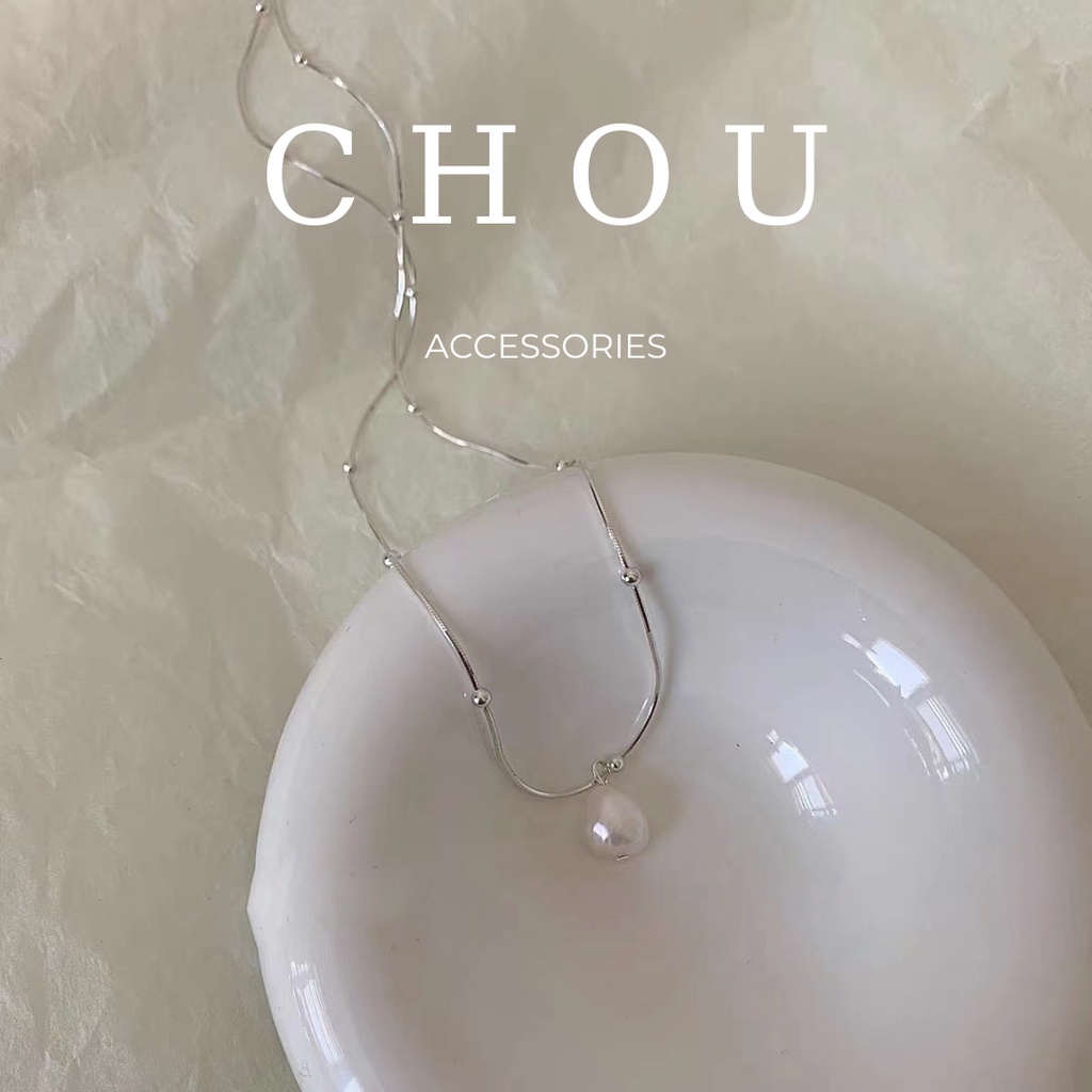 Dây Chuyền, Vòng Cổ Màu Bạc Hạt Ngọc | CHOU ACCESSORIES |