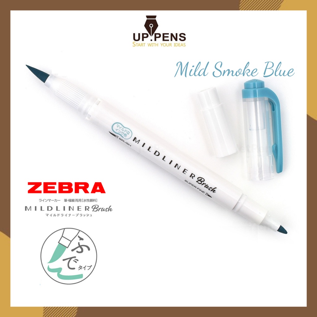 Bút lông cọ hai đầu Zebra Mildliner Double-Sided Highlighter Brush - Brush/ Extra Fine - Mild Smoke Blue