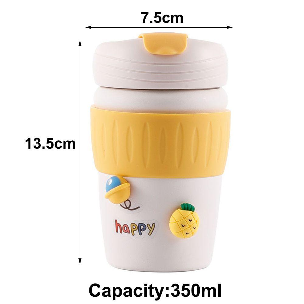 PISTA Bình Nước Chân Không 350ML Kèm Ống Hút Họa Tiết Hoạt Hình Dễ Thương Cho Bé