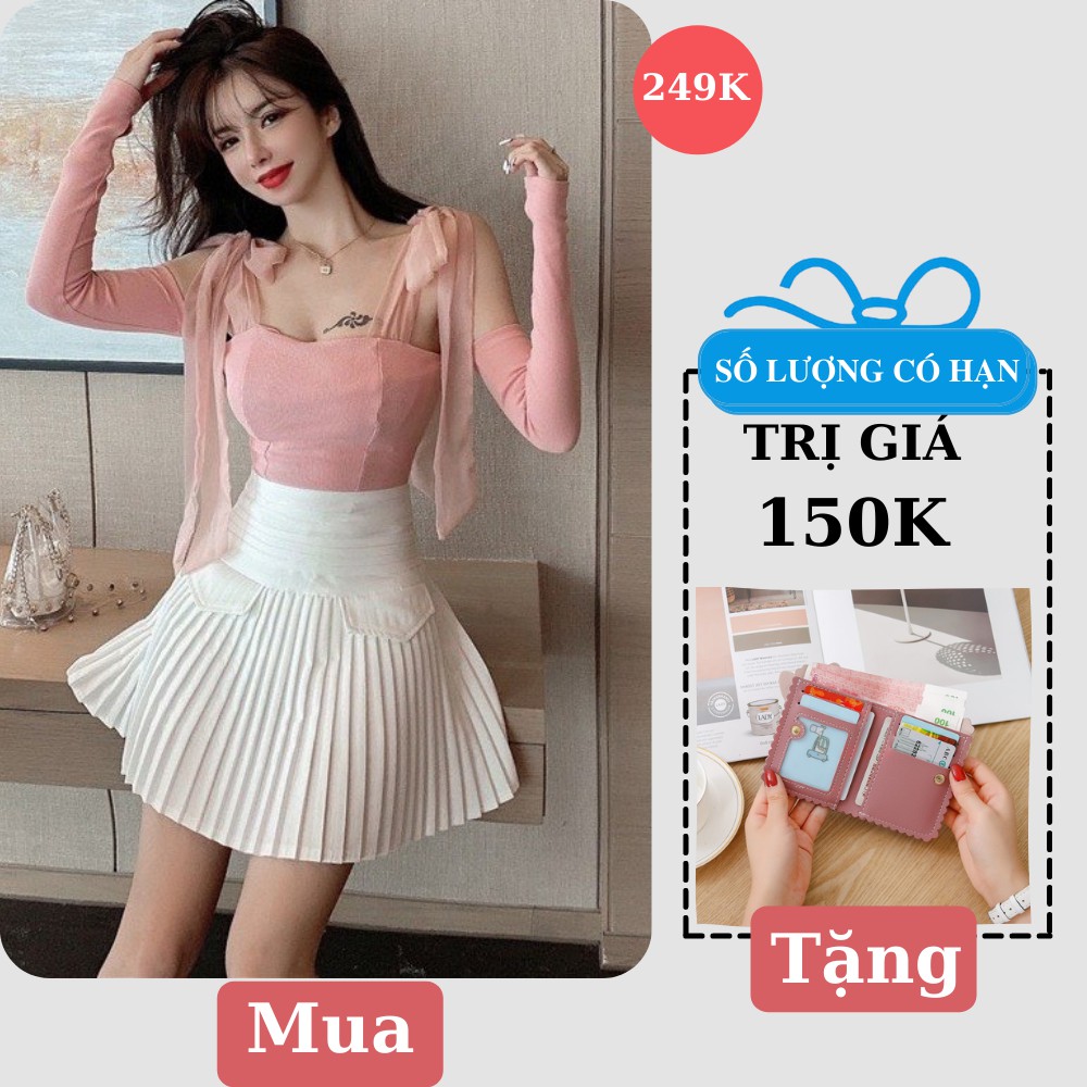 Chân Váy Lưng Cao Xếp Ly Nhỏ Màu Trắng Cao Cấp Loại 1 Freeship,Chân Váy Ngắn Xếp Ly Cao Cấp Quần Trong Dày Dặn Siêu Xinh