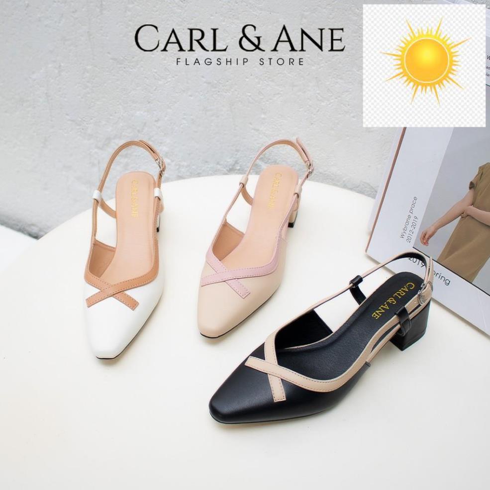 Carl & Ane - Giày cao gót kiểu dáng bít mũi phối dây đơn giản màu đen _ CL009