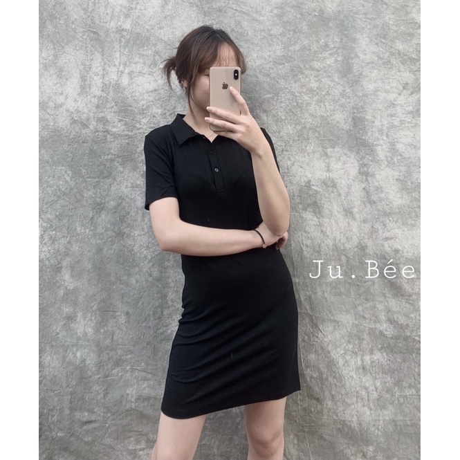 Váy polo ôm body trôn dáng, Đầm polo cộc tay ôm body ĐEN, XÁM