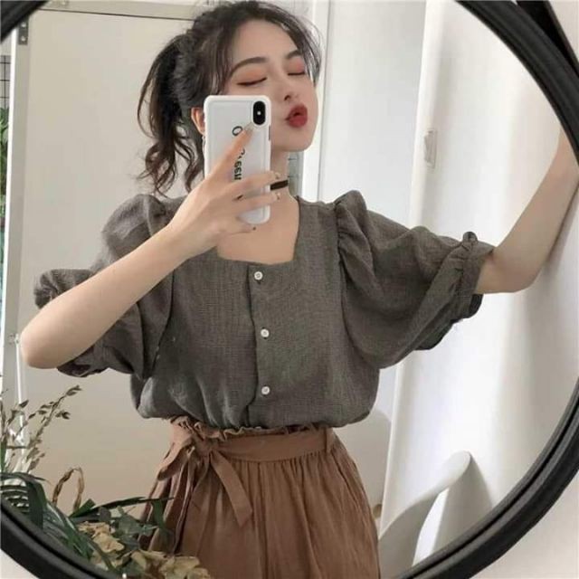 Order _ áo cổ vuông tay phồng