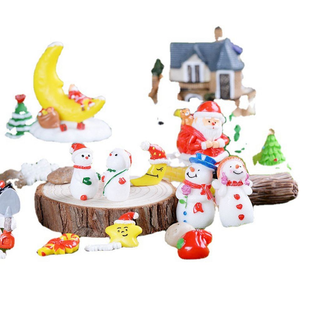 Đồ trang trí ông già noel/người tuyết mini bằng nhựa resin dùng trang trí giáng sinh
