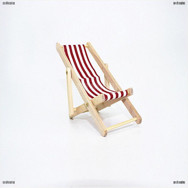 {go shopping}1:12 Scale Foldable Wooden Deckchair Lounge Beach Chair For Dolls House Wholesale