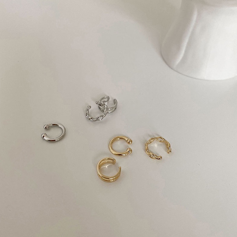 Set 3 khuyên kẹp vành tai bằng kim loại đơn giản thời trang