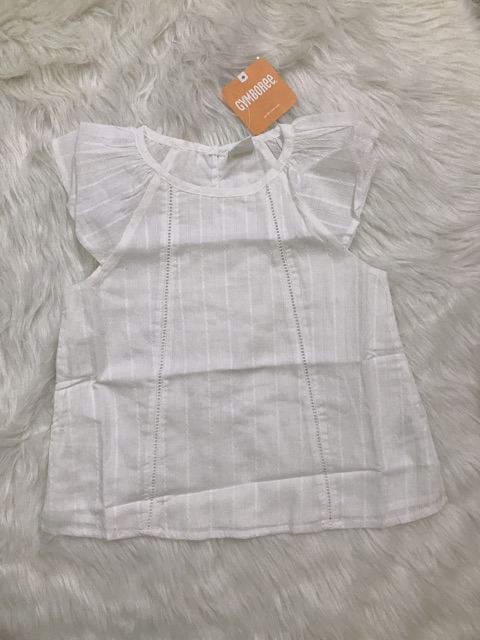 Áo thô đục lỗ trắng Gymboree size 5T_hàng chính hãng Anh