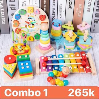 Đồ chơi gỗ phát triển trí tuệ cho bé combo các món