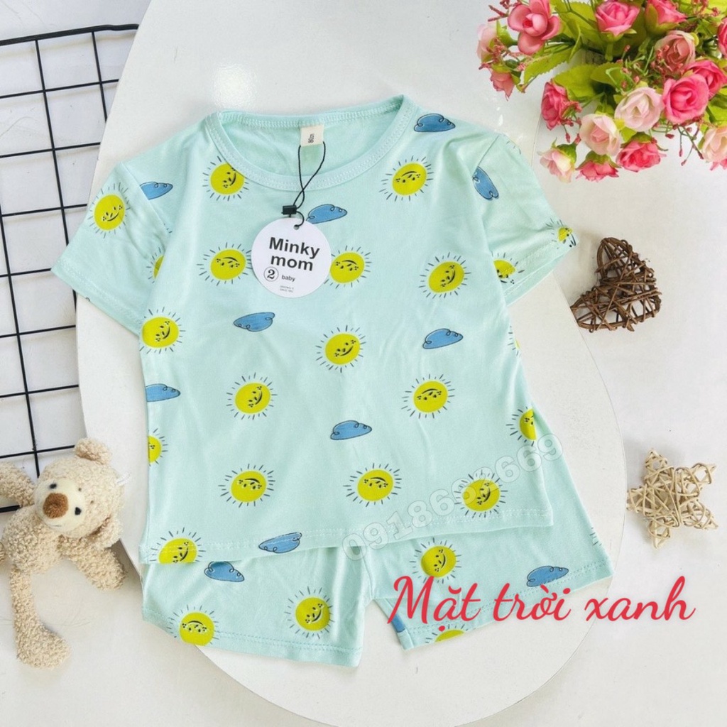 Bộ cộc Minky họa tiết cao cấp cho bé gái, bé trai size từ 3- 18 kg