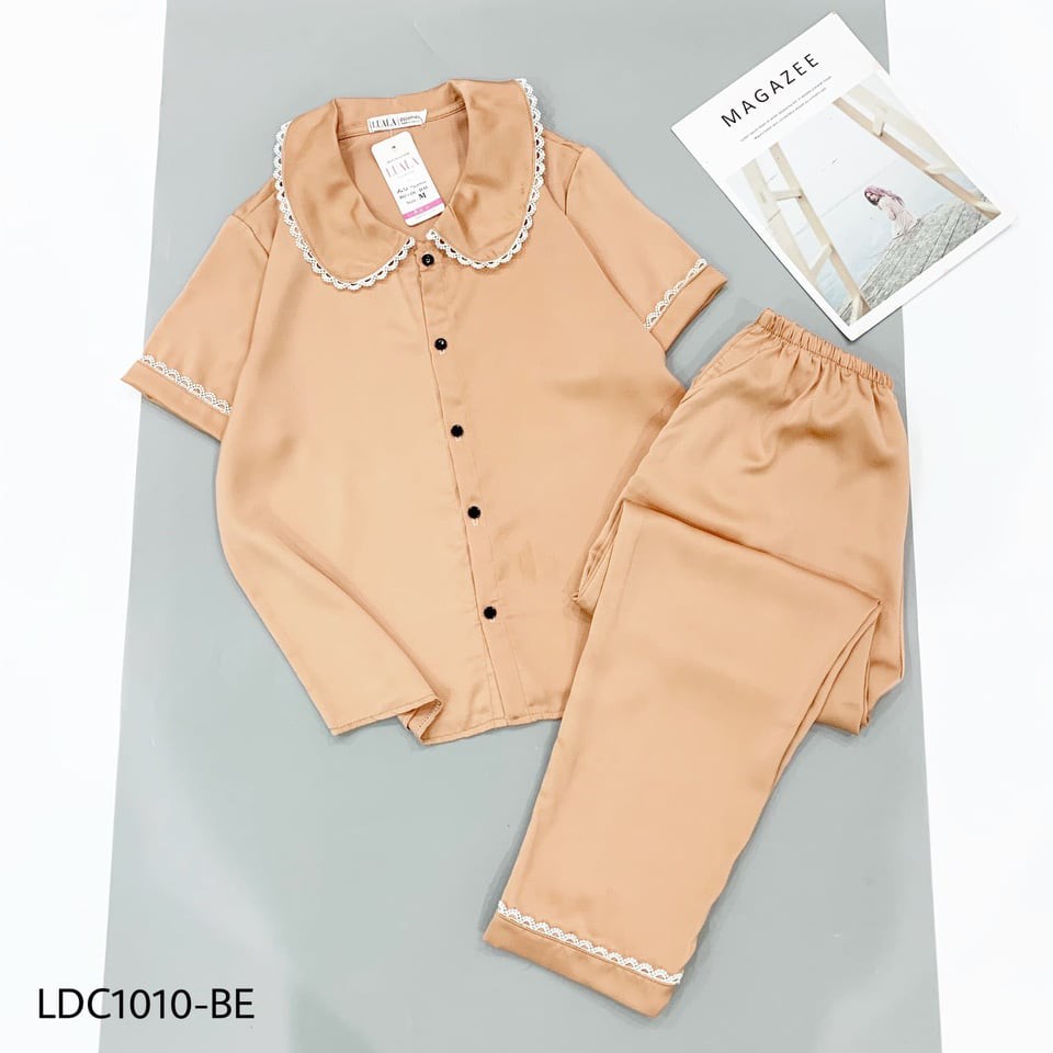 BỘ PYJAMA LỤA TƠ VIỀN REN CAO CẤP NỮ