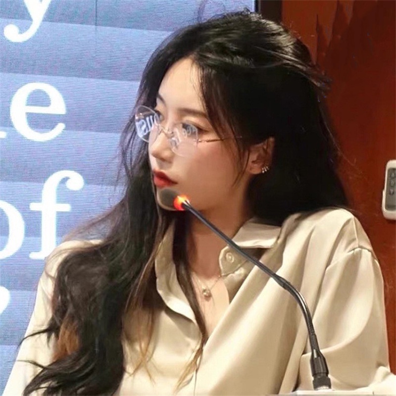 Mắt Kính Gọng Vuông Không Viền Chống Ánh Sáng Xanh Thời Trang Cao Cấp Cho Nữ và quà miễn phí