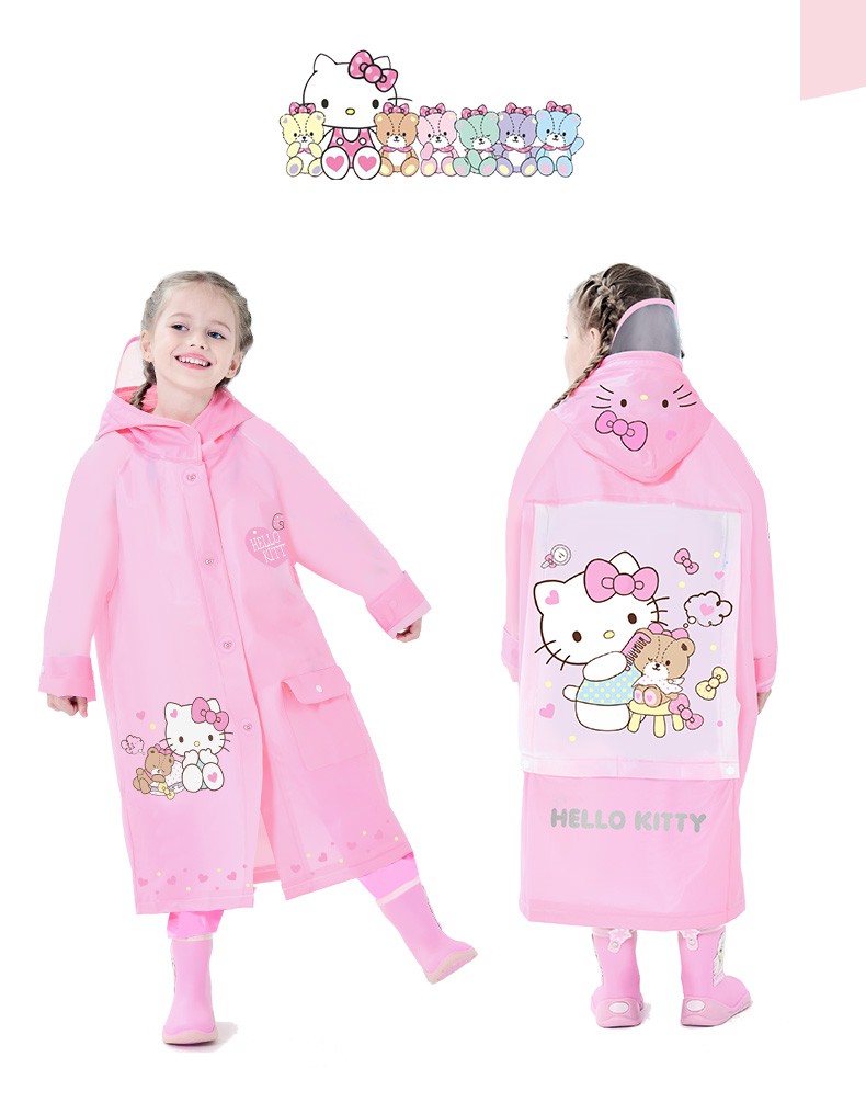 Áo mưa trẻ em cao cấp, Áo mưa cho bé hoạt hình Hello Kitty ngộ nghĩnh siêu kute