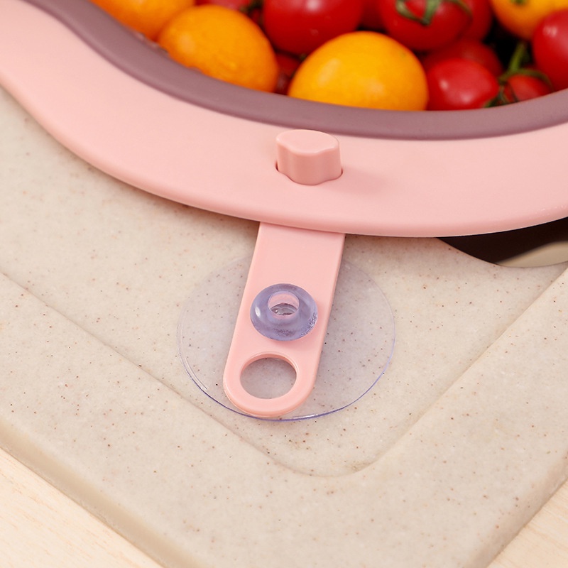 Rổ Rửa Rau Củ Quả Đa Năng Kèm Giác Hút Cố Định Góc Tường Tiện Dụng Cho Nhà Bếp