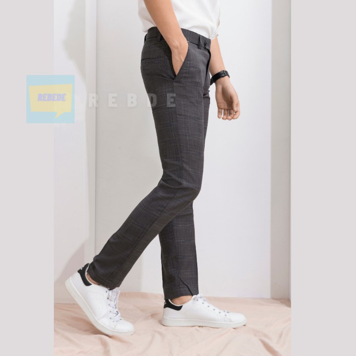 Quần âu nam dáng côn, màu xám kẻ caro sọc nhỏ, vải cotton cao cấp - Mã Q174 | BigBuy360 - bigbuy360.vn