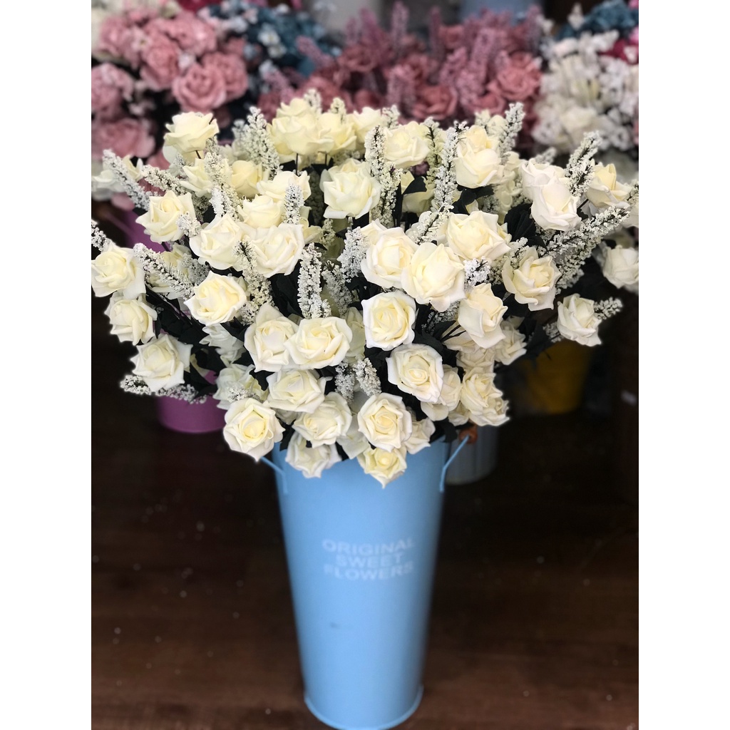 HOA HỒNG GIẢ CÀNH LỚN - TRANG TRÍ NHÀ