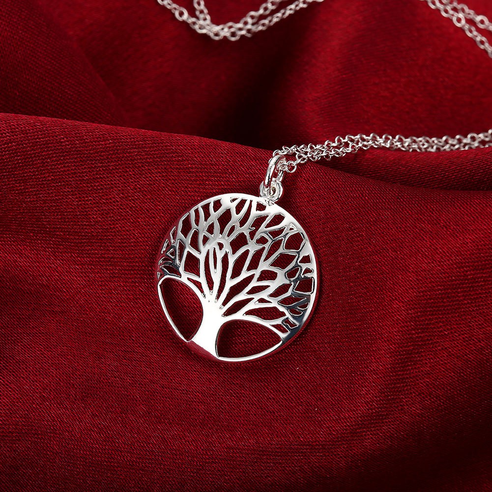 925 Jewelry Silver Color Necklaces The Tree of Life Pendant Necklace