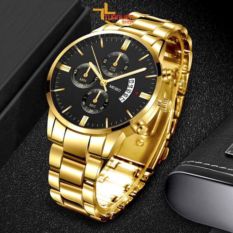 Đồng hồ nam dây thép đúc MEIBO đẳng cấp phái mạnh chạy 3 kim, kiểu dáng sáng trọng