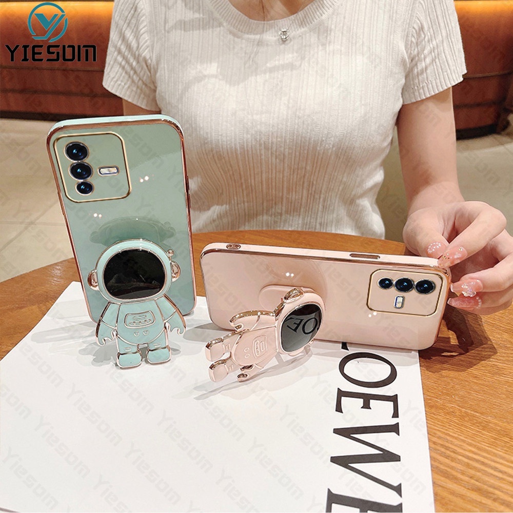 Ốp Điện Thoại Silicon Dẻo Họa Tiết Phi Hành Gia Kèm Giá Đỡ Cho Vivo V23 V23E V23 Pro V21 V21E V20 SE V19