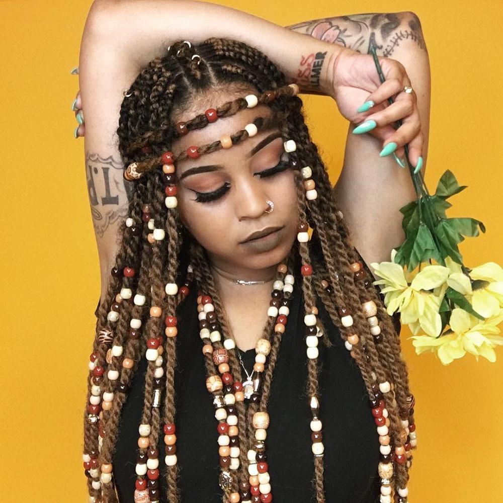 Hạt Gỗ Bện Tóc Dreadlock Hỗn Hợp Độc Đáo