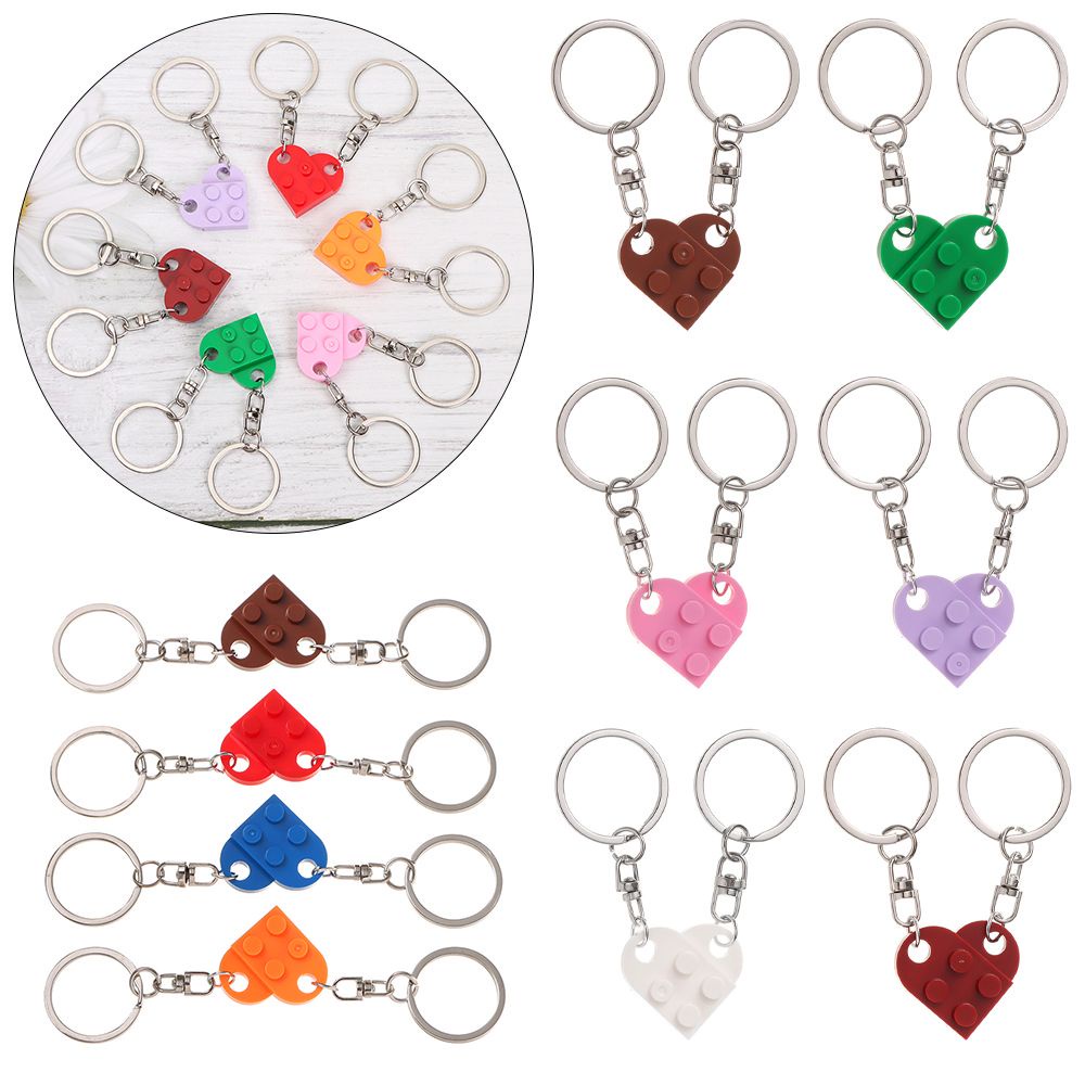 Set 2 móc khóa ghép hình trái tim MIHAN1 dễ thương nhiều màu