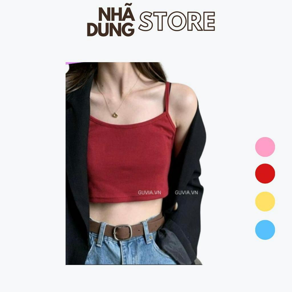 Áo croptop hai dây mảnh nữ trơn, Ôm Body Chất Tốt, Áo thun Kiểu nữ ôm thun gân mềm mát Mẫu Mới dưới 53kg