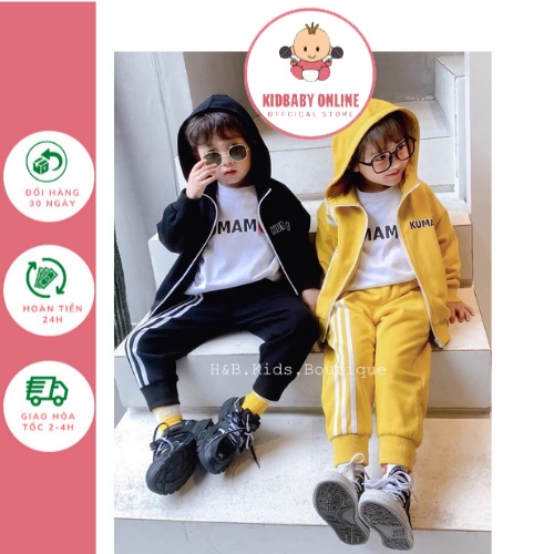 Bộ thể thao cho bé, hàng cao cấp giá tốt ️- Bộ Adidas thể thao nỉ da cá cao cấp cho bé K076