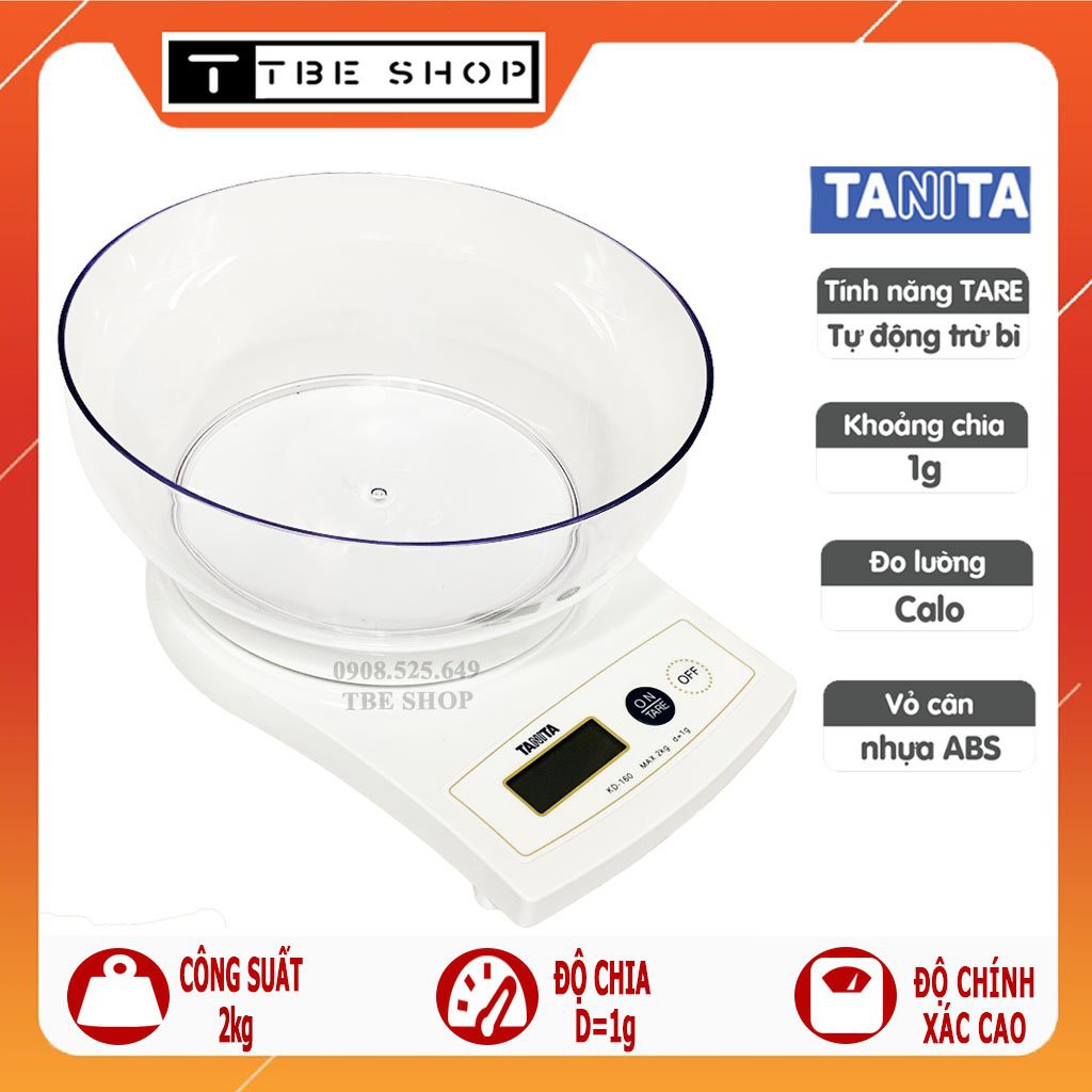 Cân Điện Tử Nhà Bếp Tanita 2kg Chính Hãng Chính Xác Cao Tặng Tô Chứa ( Bảo Hành 1 Năm ) TBE Shop