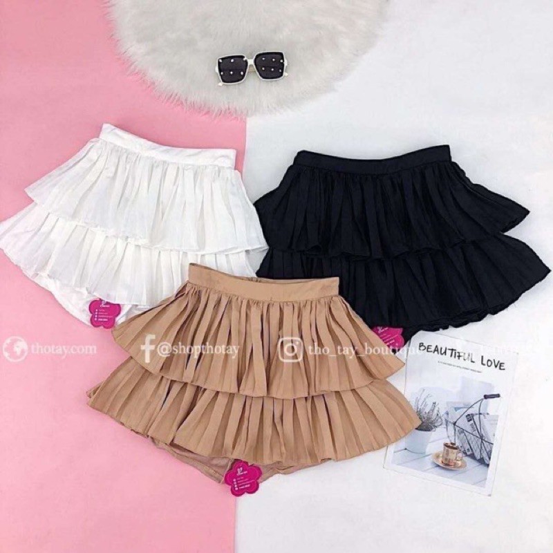 [ Mã WASTAPR giảm 10K đơn 50K] Chân váy 2 tầng xếp ly tuyết mưa hàng chuẩn Shop - Carotshop