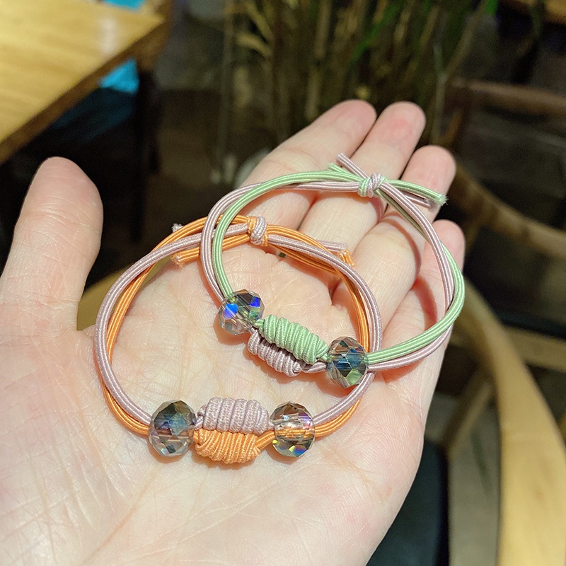 Dây Cột Tóc Đính Hạt Pha Lê Nhiều Màu Sắc Đơn Giản Cho Nữ