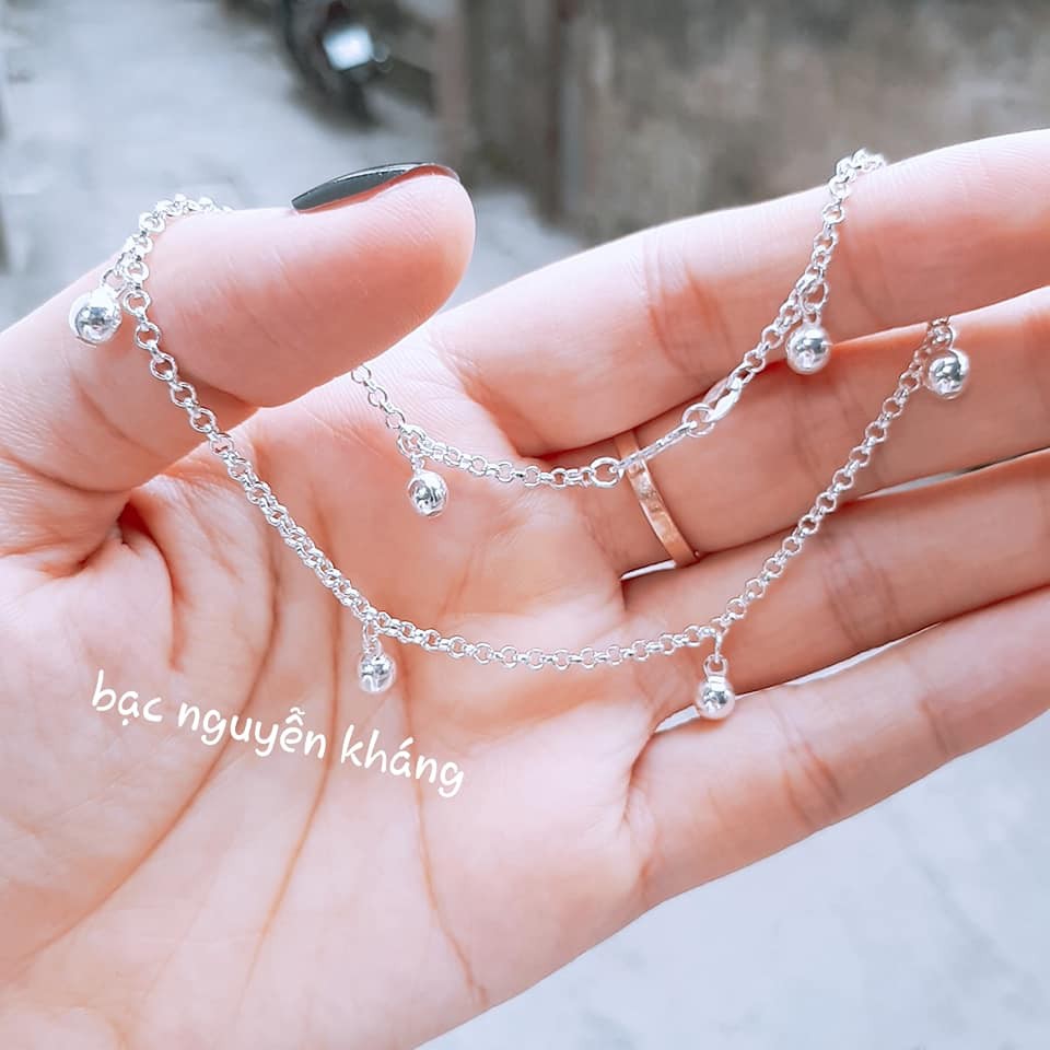 LẮC CHÂN NỮ BẠC TA DẠNG MẮT XÍCH HÌNH QUÀ TRÒN