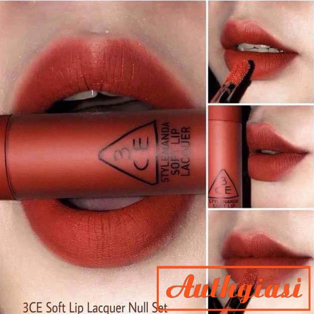 [Siêu Hot] Son kem 3CE Soft Lip Lacquer #Null Set (Đỏ Gạch)