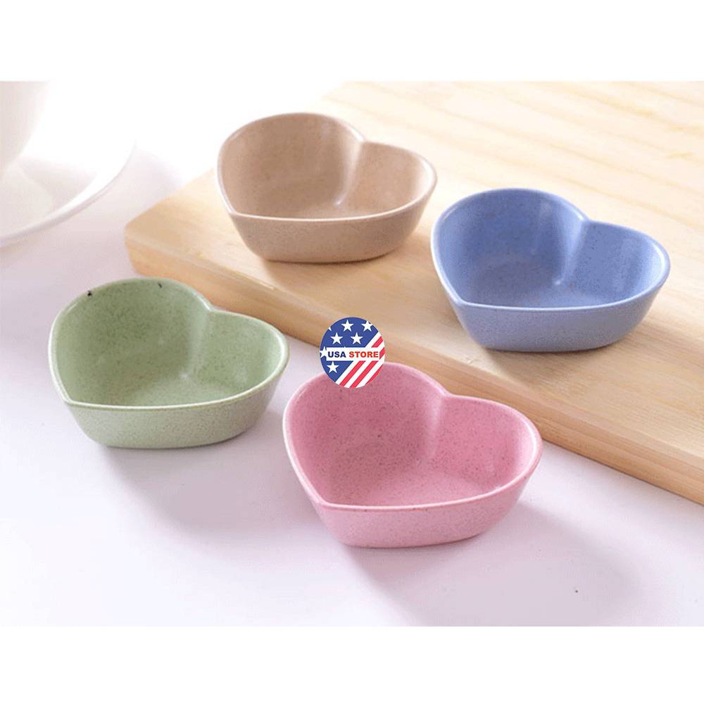 Đĩa Đựng Gia Vị 1 Ngăn Hình Trái Tim - Chén Bát Nhỏ Đựng Nước Mắm, Nước Chấm, Xì Dầu Để Bàn Ăn Lúa Mạch