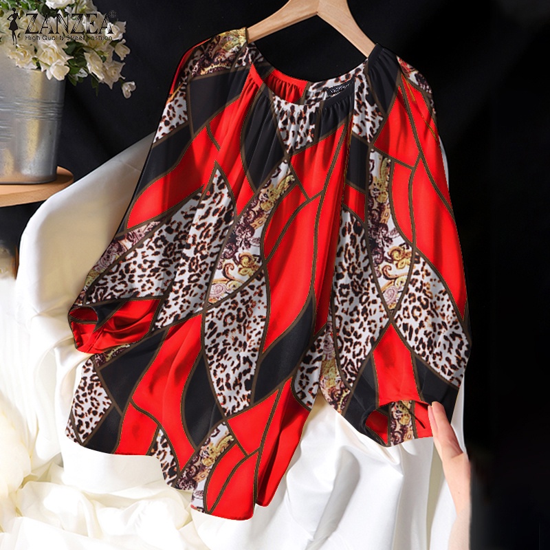 Áo kiểu Zanzea tay dài họa tiết da báo thời trang thích hợp cho nữ