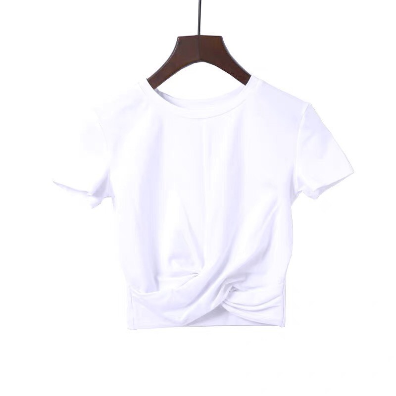 Áo croptop nữ xoắn bụng, kiểu crotop vải co dãn cao cấp Mophus MC001