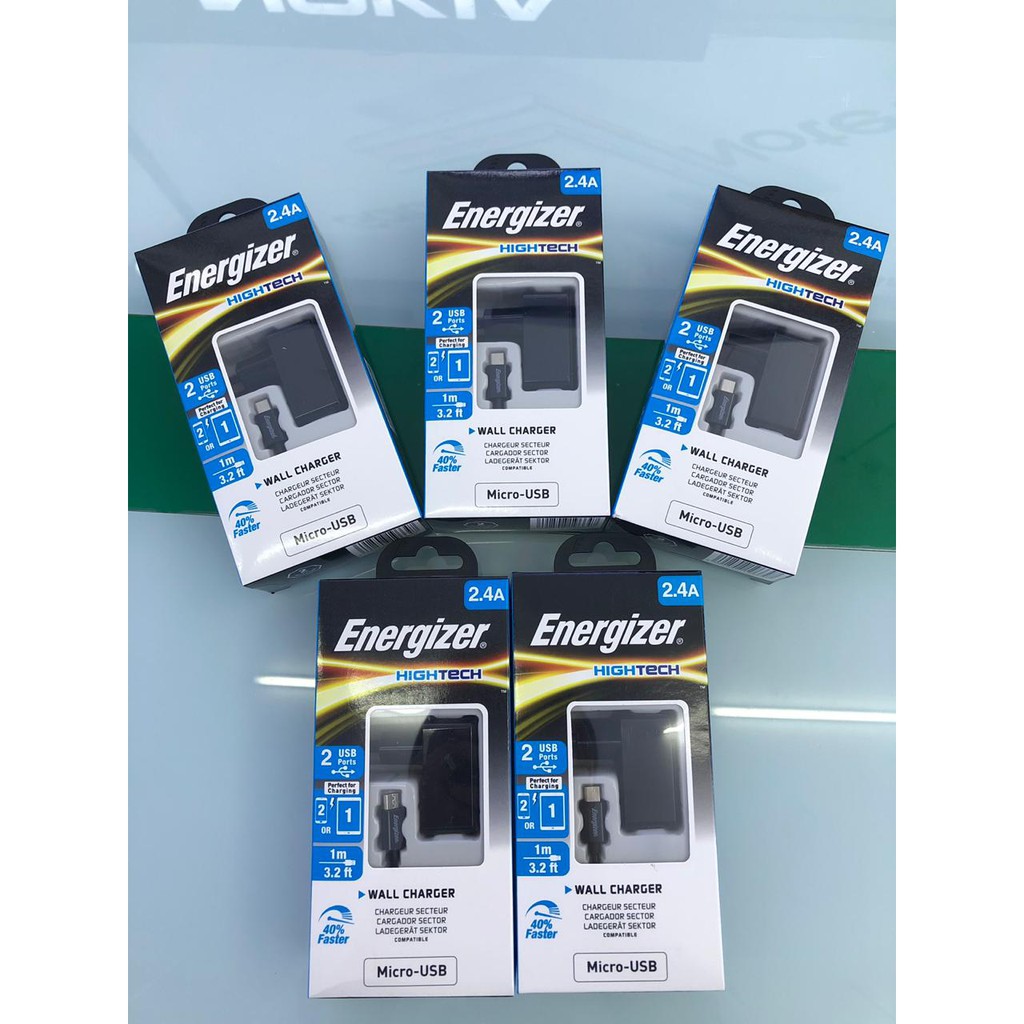 Sạc Energizer 2.4A 2USB kèm cáp MicroUSB - ACA2BEUHMC3